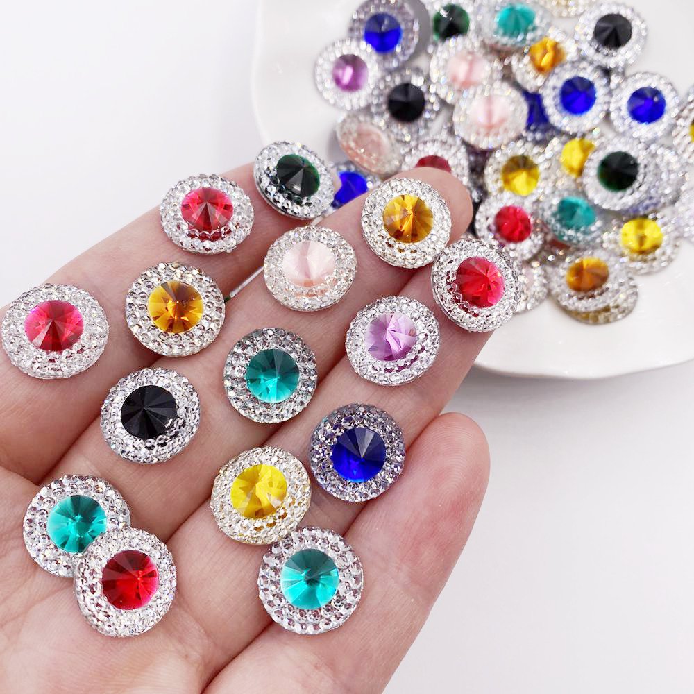 Embellishment Glue Craft - Nhựa 10/12/16Mm Màu Đôi Lồi Pha