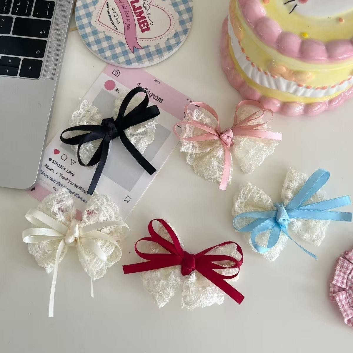 2Pcs Elegant Lace Bow Hairpins - đánh giá và giá Lace Ribbon Trim