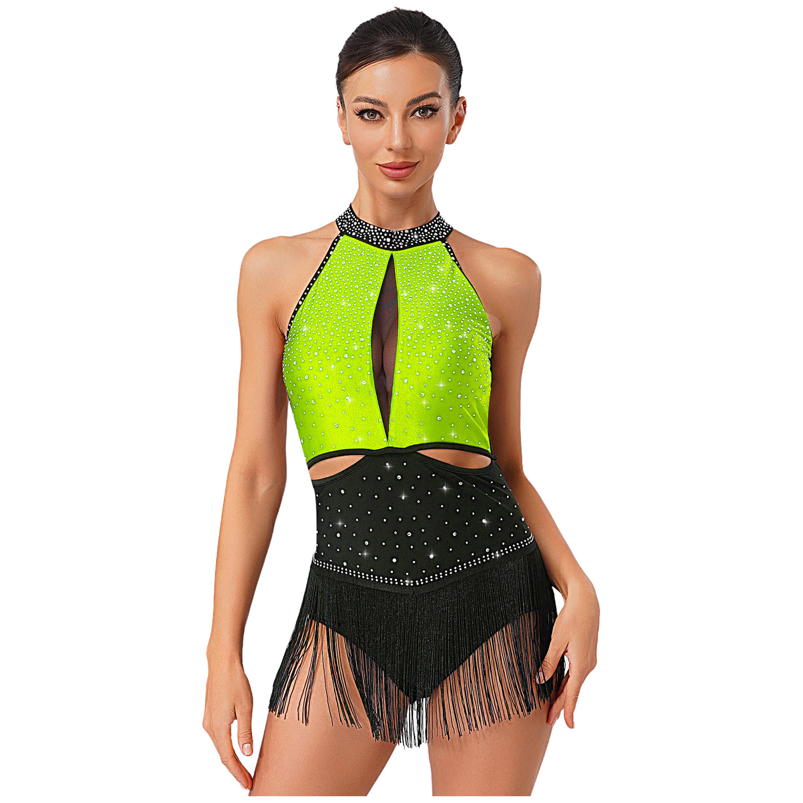 Women Dance Rhythmic Dresses S - đánh giá và giá Rhinestone Banding Trim