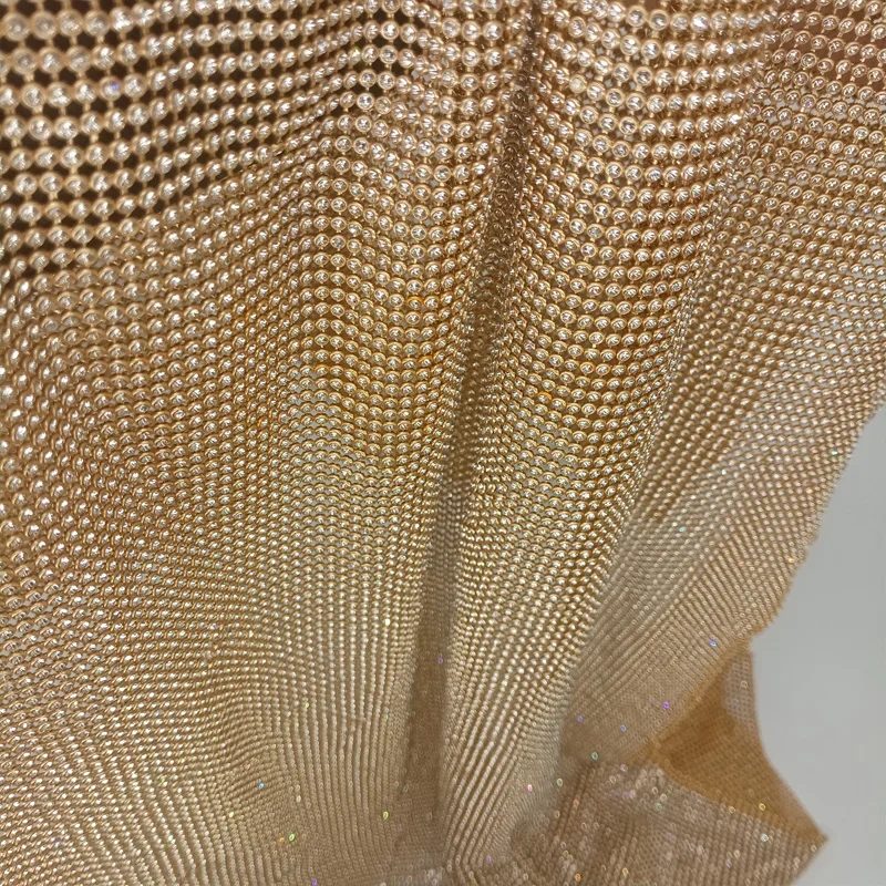 45x120cm Sparkly Gold Base Rhi - đánh giá và giá Crystal Mesh Fabric