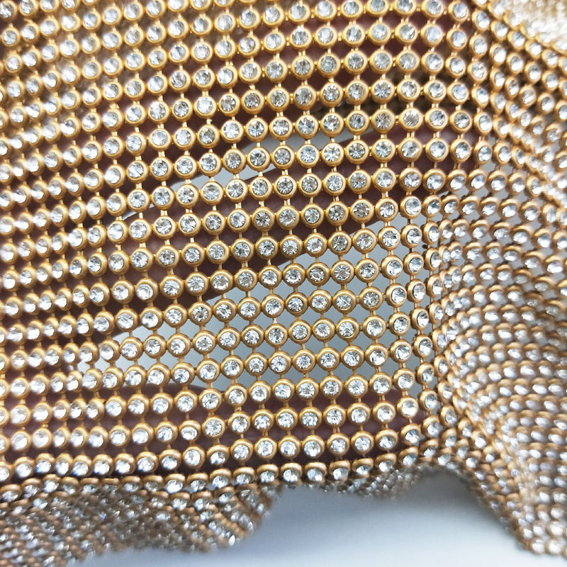 45x120cm Sparkly Gold Base Rhi - đánh giá và giá Crystal Mesh Fabric