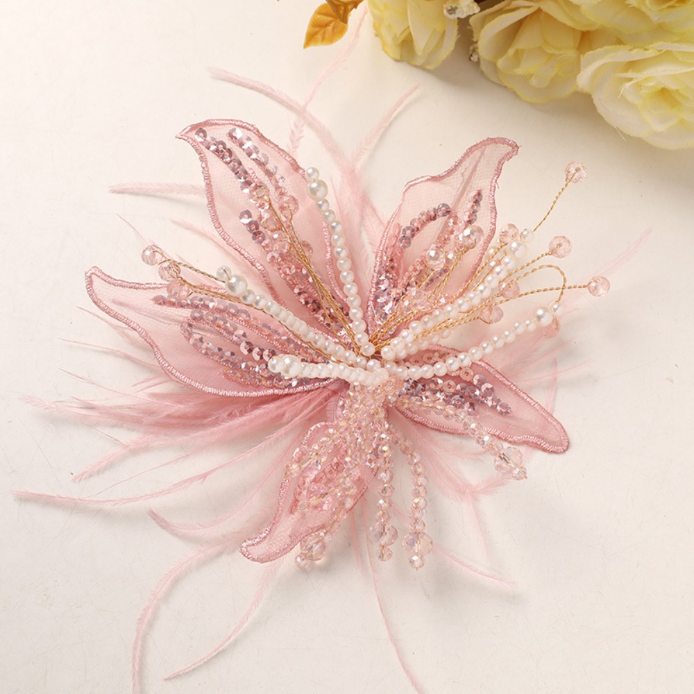1PC Feather Pearl 3D Organza F - đánh giá và giá Applique Patch Flower