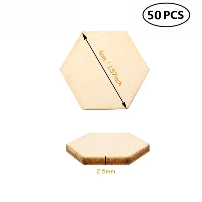 50PCS 4CM Unfinished Wood Hexa - đánh giá và giá Craft Embellishment