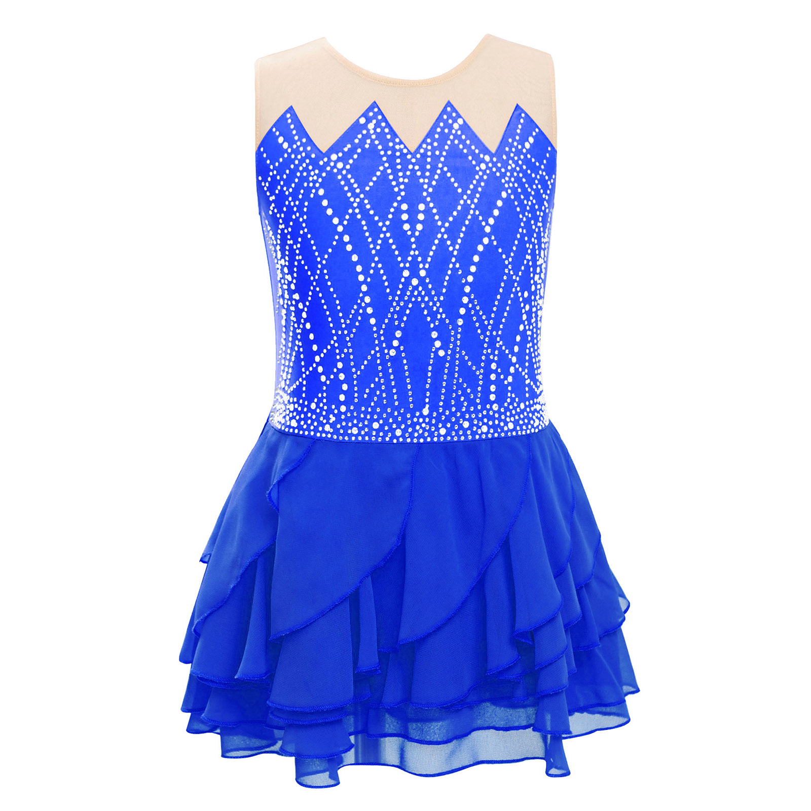 Girls Mesh Figure Skating Dres - đánh giá và giá Rhinestone Banding Trim