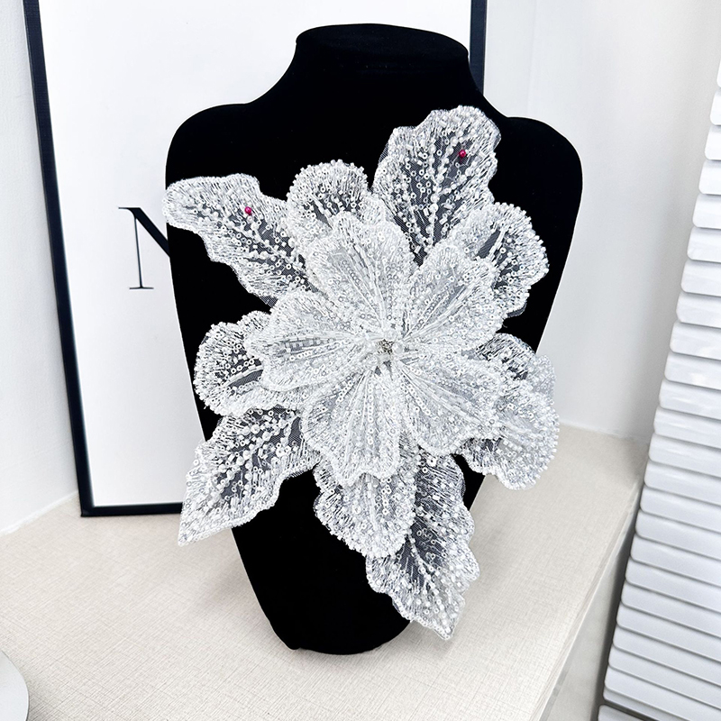 White Lace Sequin Beaded Flowe - đánh giá và giá Applique Patch Flower